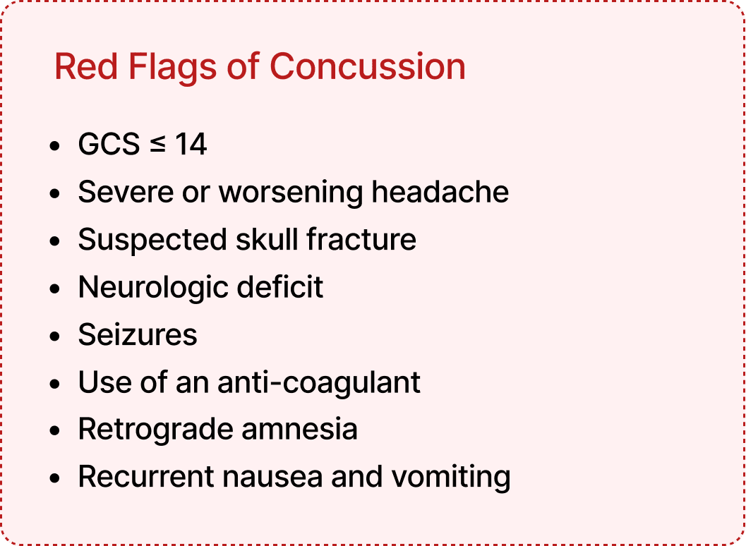 Red flags of concussion